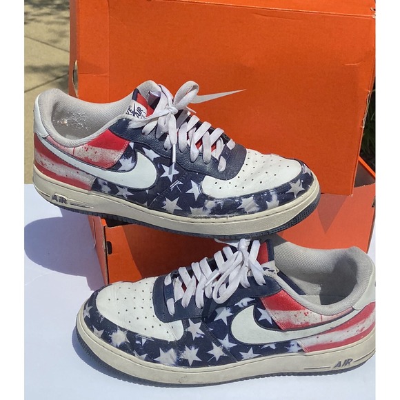 NIKE AIR FORCE 1 LOW INDEPENDENCE DAY USA 488298 425 RED NAVY WHITE FLAG Size 13